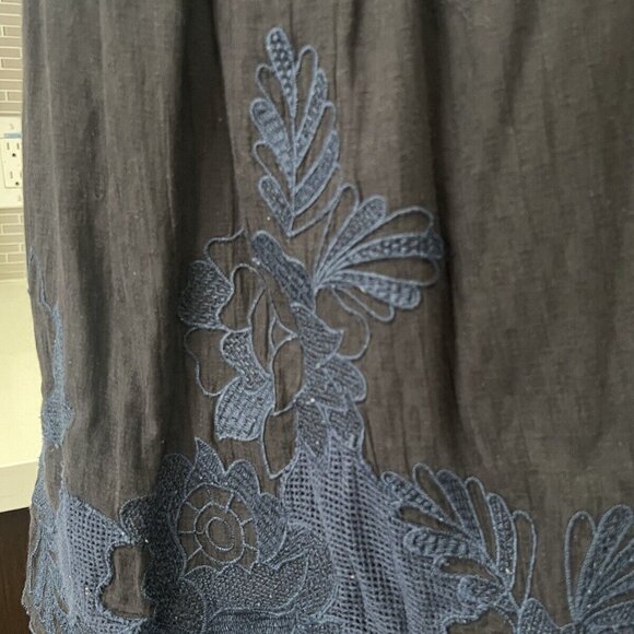 Anthropologie Salma Embroidered Peasant Blouse Size 0 Black Top - Picture 6 of 8